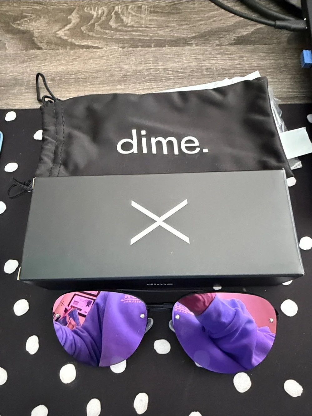 dime. Women's Purple Mirrored Lens Sunglasses